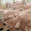 奶油花边少女粉格韩版床上四件套水洗棉双层纱被套宿舍三件套床笠 商品缩略图1