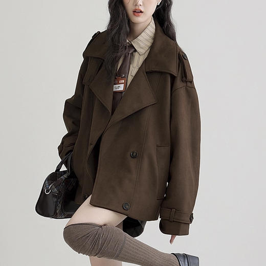 裁缝学苑AH83新款仿麂皮绒风衣纸样外套女翻领宽松高级感大衣打版裁剪 商品图1