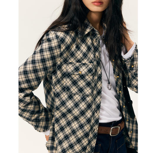 HeyDress格纹正肩老钱风衬衫 商品图2