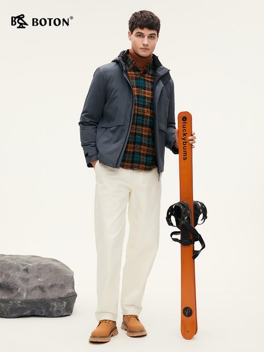 波顿男士秋冬季休闲保暖工装灰绿色白鸭绒羽绒服MC822324 商品图4