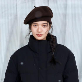 绽放JS154朵/秋冬羊毛防风挺阔有型绒感经典复古针织大款贝雷帽子