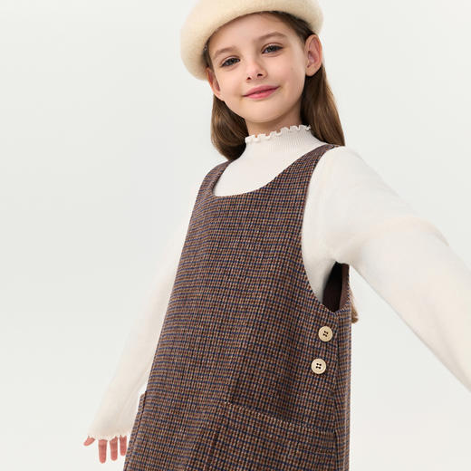 马克珍妮女童千鸟格薄呢绵羊毛背心裙2025年秋装新款551666 商品图3