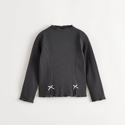 马克珍妮女童立体蝴蝶结软弹针织T恤2025年秋装新款551215 商品图2