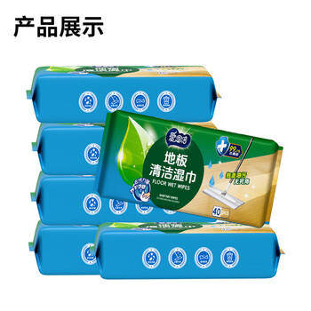 爱恩倍地板湿纸巾40抽*6包家庭清洁拖地抹布静电除尘扫灰工具儿童房可用 商品图0