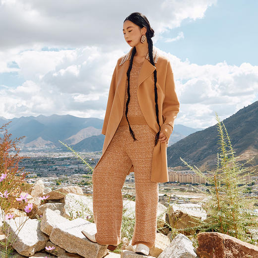 羊绒浮线女宽腿裤  SJF97K282N 商品图1