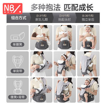 纽贝乐腰凳婴儿背带前抱0-36个月宝宝外出多功能透气横抱娃神器解放双手 商品图7