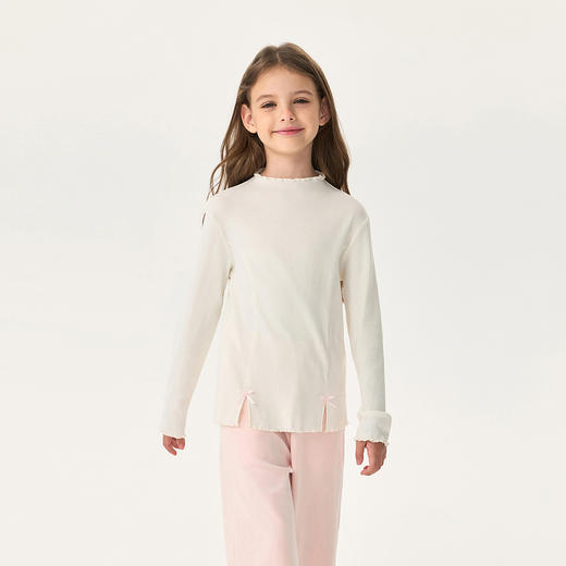 马克珍妮女童立体蝴蝶结软弹针织T恤2025年秋装新款551215 商品图1