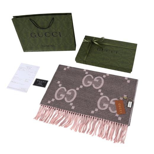 古池 灰粉色双面提花双面围巾 商品图0