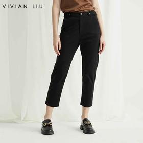 VIVIAN LIU R2437503夏女装新款时尚腰部系扣修身显瘦小脚裤