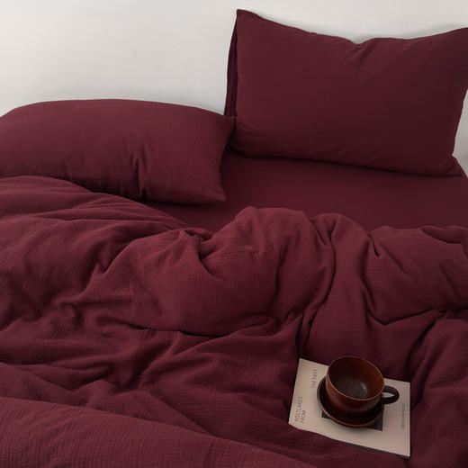 【纯色款/混色款皱皱纱四件套】全棉色织提花四件套A类双拼提花床品文艺北欧双人新 商品图4