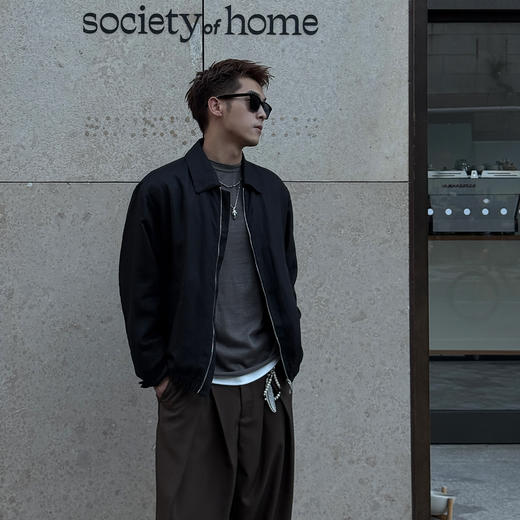 徐太浪【200g透气 莱赛尔混纺】黑色双拉链夹克男春秋休闲风外套 商品图1