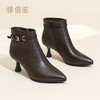 信诺时尚妈妈鞋气质细跟皮鞋女真皮尖头短靴加绒棉鞋2025冬季新款X5M153-230 商品缩略图0