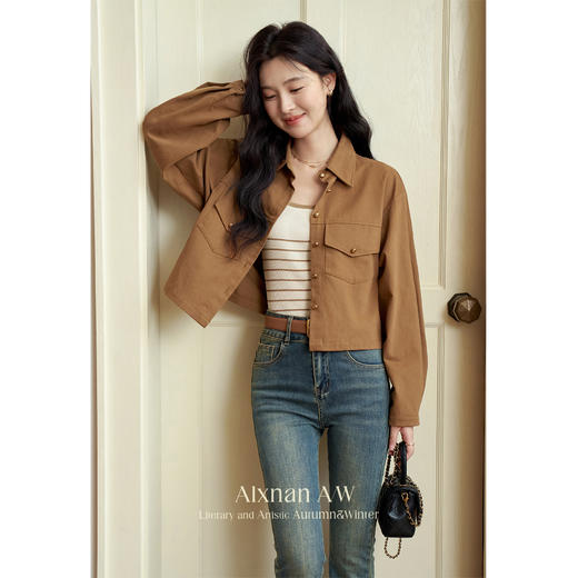 鹿向南「美拉德手册」工装衬衫短外套女装2025秋新款长袖休闲上衣 商品图3