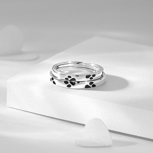 【999足银】卡蒂罗KADER 豹豹猫猫宠爱情侣对戒 萌趣涂鸦独特守护挚爱原创小众设计素圈可调节戒 轻奢百搭 商品图6