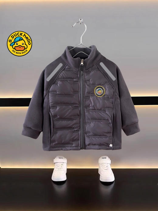 秋冬季【男童女童儿童校服神器】长袖防风宽松拉链中大童外套 羽绒棉搭配摇粒绒 商品图4
