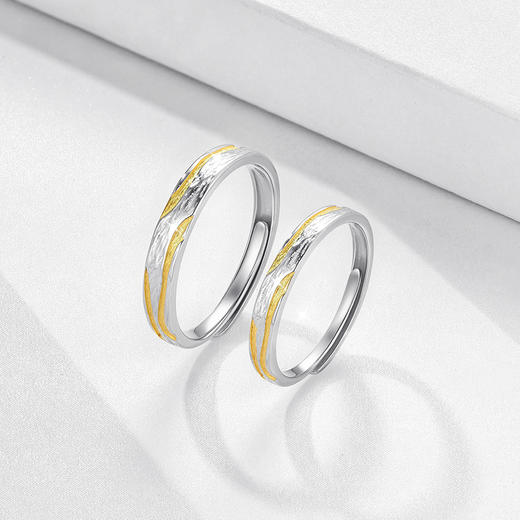 卡蒂罗KADER 浮光跃金情侣对戒 925银不规则丁达尔肌理感莫比乌斯素圈对戒一对 小众设计开口时尚高级感 商品图4