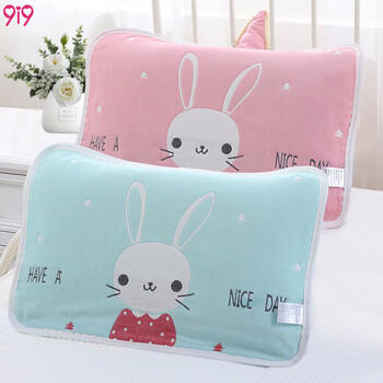 9i9宝宝枕巾纯棉婴儿童纱布2条装四季透气吸汗吸湿柔软可爱A142兔子 商品图4