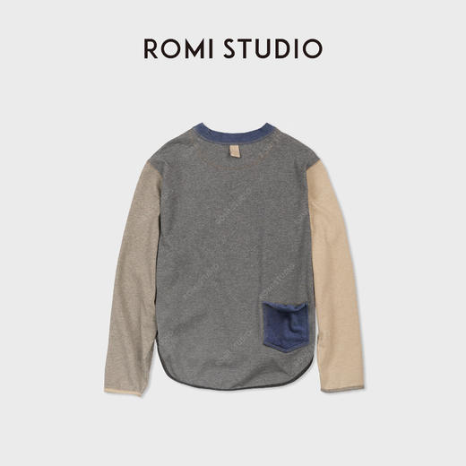 ROMI STUDIO"美式复古"色纺花纱撞色印花圆领套头卫衣 RWCASY6510 商品图2