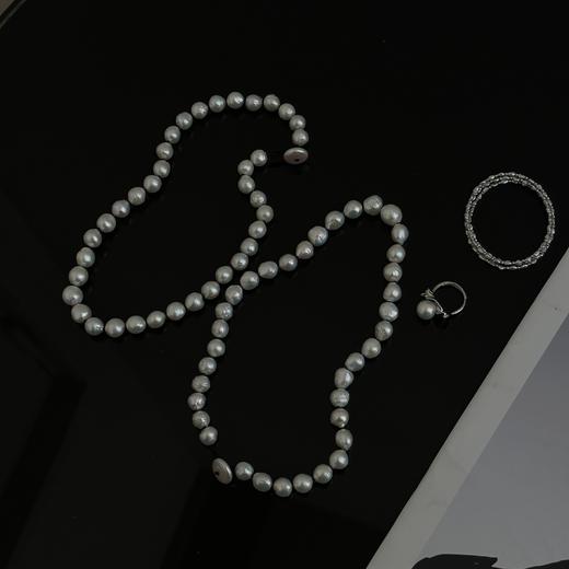 QOQI 淡水巴洛克9-10mm ji光皱皮 纽扣珠约14mm 总长约46cm 商品图4