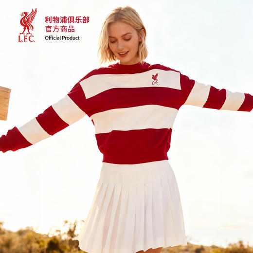 【官方正版】利物浦俱乐部 | 新款红白条纹圆领卫衣运动休闲上衣 商品图0