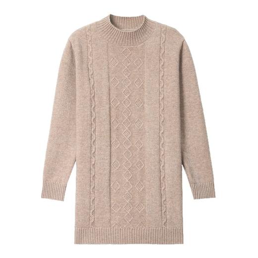 U96139-168秋冬新款半高领毛衣短款菱形提花中长款针织衫冬季修身打底上衣女 商品图4