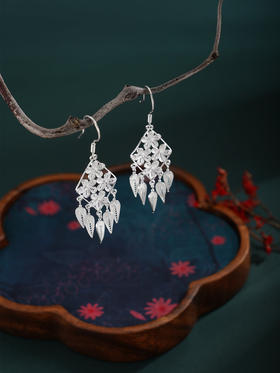 子佩集【一念花开】S990银耳环【QFES046】花丝菱形流苏2510