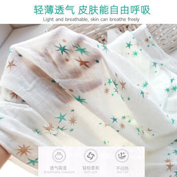 9i9婴儿包巾纯棉防惊跳新生儿纱布巾宝宝产房包单抱被子蓝120*110cm 商品图0