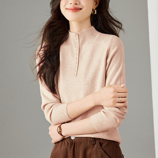 雀说高级感半高领上衣内搭薄款毛衣新款洋气百搭短款打底衫AL5824 商品图0