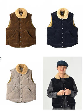 1021-1 亲戚工厂一手渠道 45R复古灯芯绒 翻领毛领 马甲 我穿L合身不宽裕