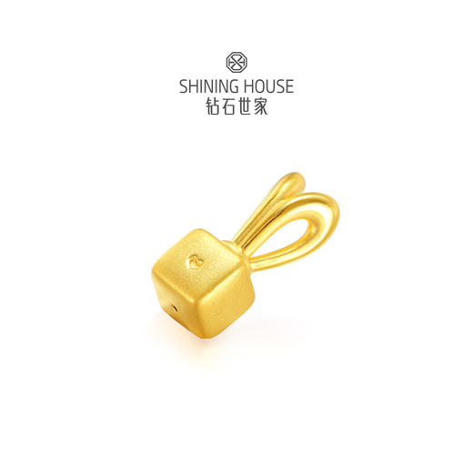 【定价黄金】【限时8折】【现货】钻石世家 兔Shining黄金系列·5D硬金吊坠 方糖兔吊坠 （约0.79克） 商品图2
