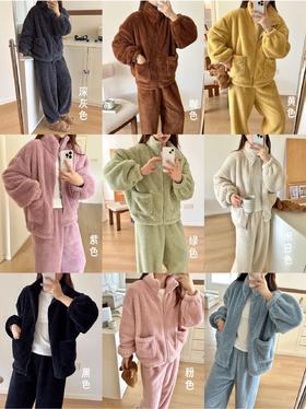 李允珍原版云朵绒拉链款情侣套装居家服秋冬季新款时尚百搭舒适可外穿云朵绒拉链款套装