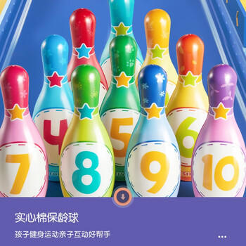 迪漫奇儿童保龄球玩具室内运动实心棉球类男孩女孩大号6个瓶子生日礼物 商品图1