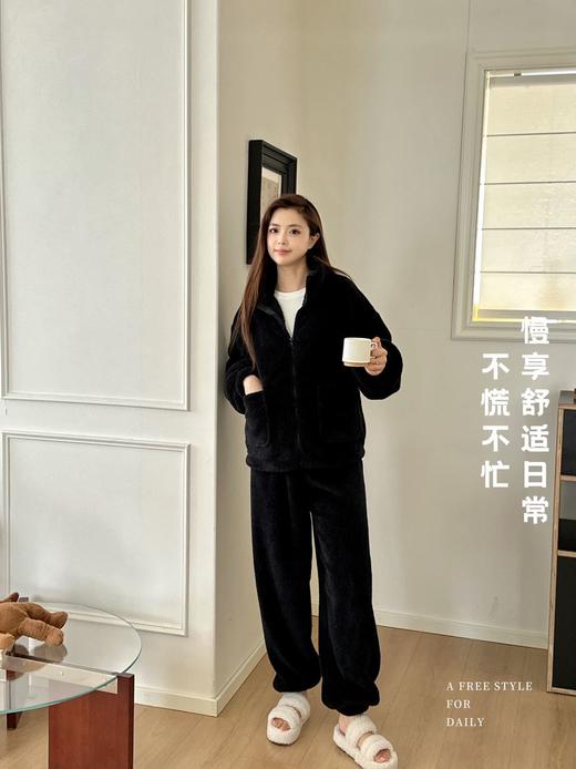 李允珍原版云朵绒拉链款情侣套装居家服秋冬季新款时尚百搭舒适可外穿云朵绒拉链款套装 商品图11