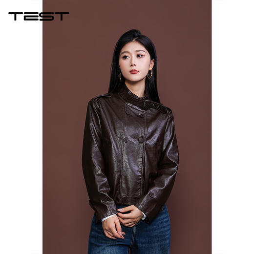 冬上新复古棕轻松打造酷飒街头风皮衣夹克2254086 商品图0