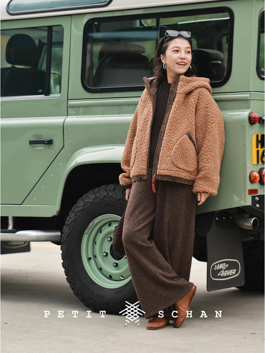 Petit Schan小闪 CLO#689 strong sheep 沸羊羊 羊羔毛连帽休闲短外套 商品图2