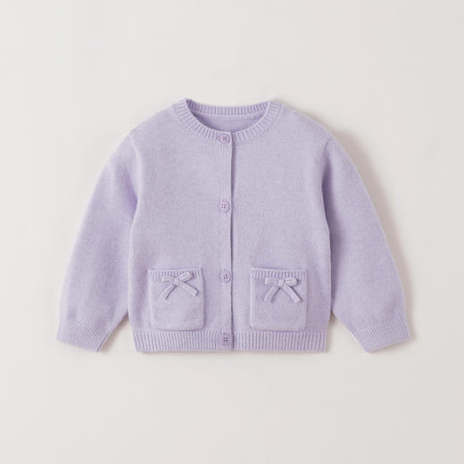 马克珍妮女童俏皮蝴蝶结软糯针织开衫2025年秋冬新款551865 商品图1