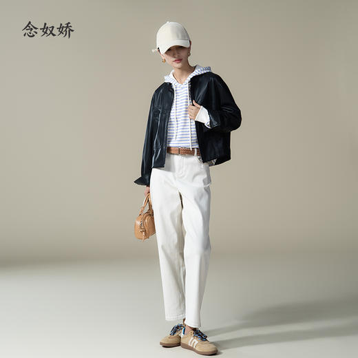 【商场同款】CNJ5850 “ 甜酷皮衣” 柔软蛋白皮 轻盈好穿 版型显瘦包容 夹克外套 商品图13