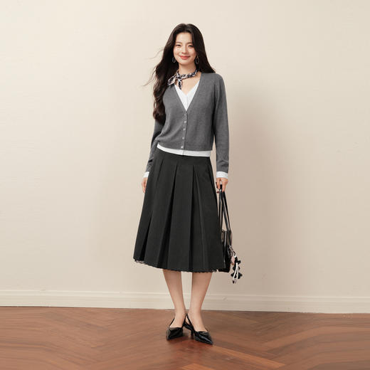 【商场同款】诗凡黎假两件撞色针织衫2025秋新款老钱风3G9131791 商品图1