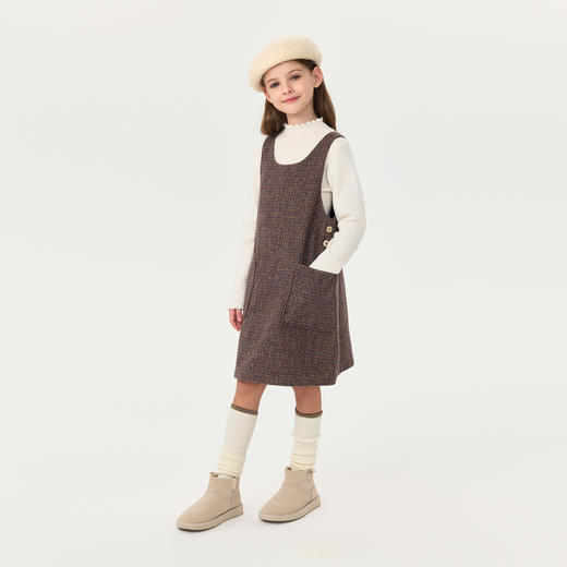 马克珍妮女童千鸟格薄呢绵羊毛背心裙2025年秋装新款551666 商品图1