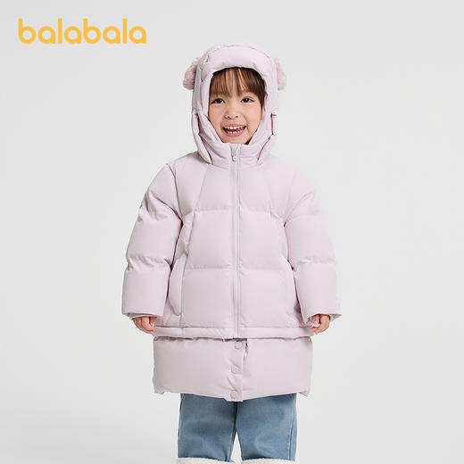 【商场同款】巴拉巴拉女童羽绒服保暖连帽外套2025新款冬装带口罩 商品图0