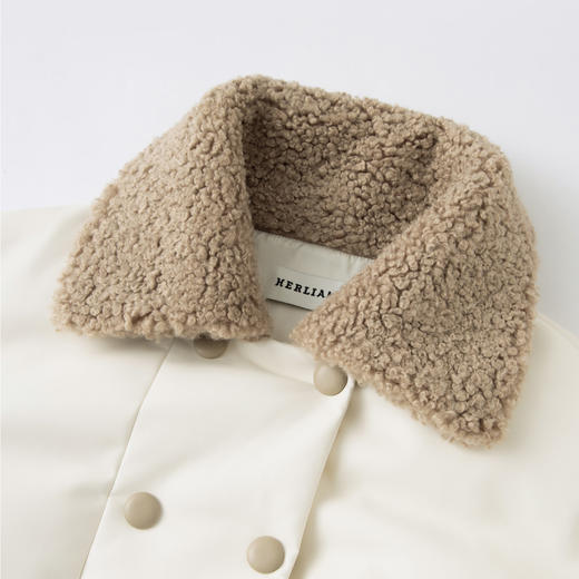 Herlian2025冬季拼接毛领设计双排扣羽绒外套 商品图3