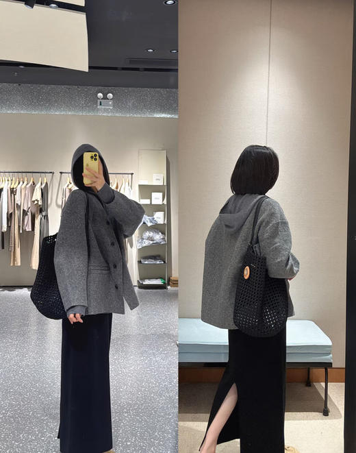 【高品质私服】【JN绵羊毛呢大衣外套】直身版型宽松有度，极简V领的廓形感大衣G1573-CC【无标出货 介意慎拍】 商品图4