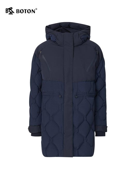 波顿女士秋冬季设计感小众菱形格显瘦中长款羽绒服LC757523 商品图5