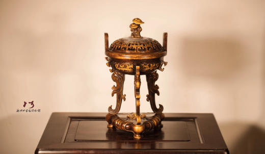 陈巧生制 c374灵芝钮三足鼎熏炉 铜炉香炉摆件 商品图0