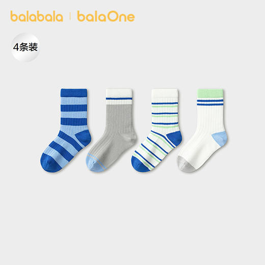 【balaOne】巴拉巴拉儿童袜子春秋男童女童棉袜学生打底四双装 商品图0