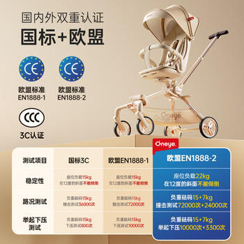 丸丫T6-2遛娃神器高景观婴儿推车可坐可躺轻便折叠可换向香槟金PLUS 商品图3