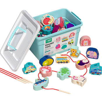 小顽豆儿童串珠子训练专注力宝宝穿线绳1-2岁3六一早教玩具积木大颗粒 商品图2