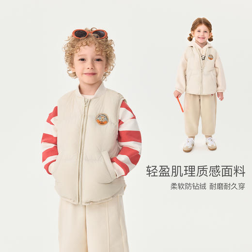 【无氟防泼水】马克珍妮男童趣味小熊羽绒马甲2025年冬装新款551677 商品图2