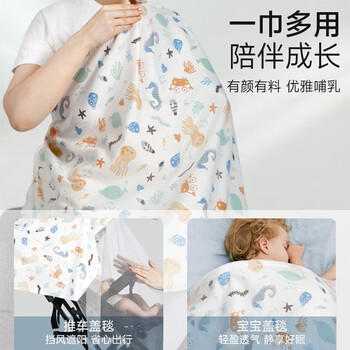 小野七天 多功能外出喂奶巾遮挡哺乳巾透气防走光罩衣【软胶圈可视窗】 商品图0