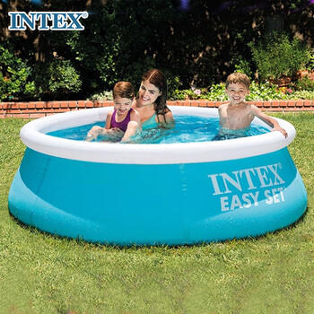INTEX碟形婴幼儿充气游泳池 户外儿童玩具水池大家庭加厚泳池 28101 商品图0